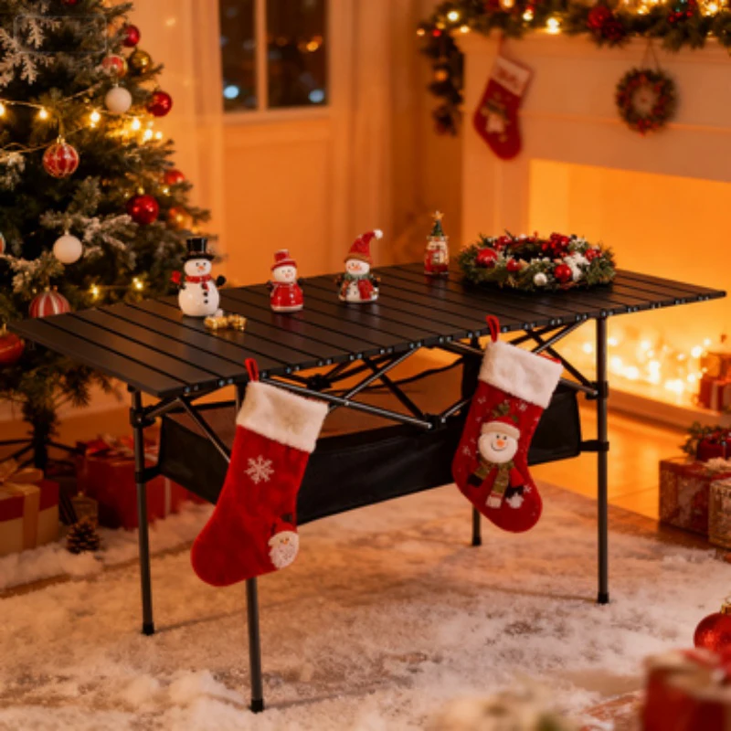 طاولة إعداد عيد الميلاد، مكتب محمول قابل للطي مع حقيبة سهلة الحمل، طاولة تزيين خفيفة الوزن للحفلات للاستخدام الداخلي والخارجي #4