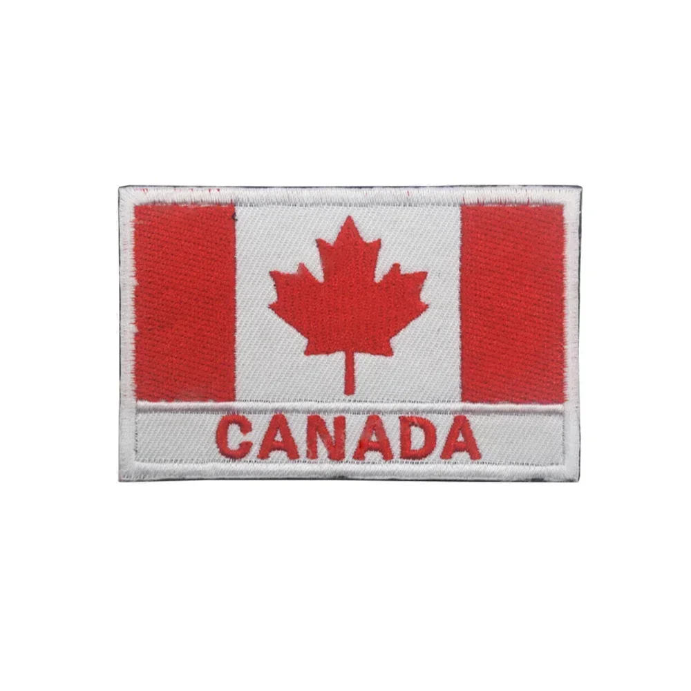 Canada Flag Embroidered Patch Maple Leaf Canadian Flags Military Patches Tactical Emblem Hook & Loop 3D Clothing Backpacks Badge