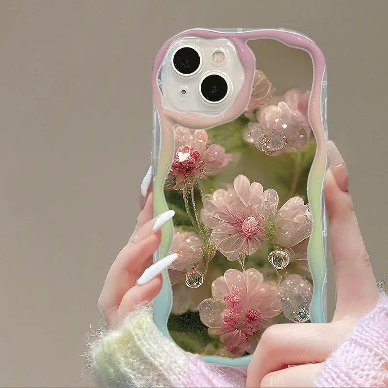 Clear Flower Case For VIVO Y22S Y36 Y76 Y02S Y17S Y21 33S Y21S Y35 Y15S Y15A Y01 Y16 Y20 V21E V29E V25 V23 V27 Pro Wavy Cover