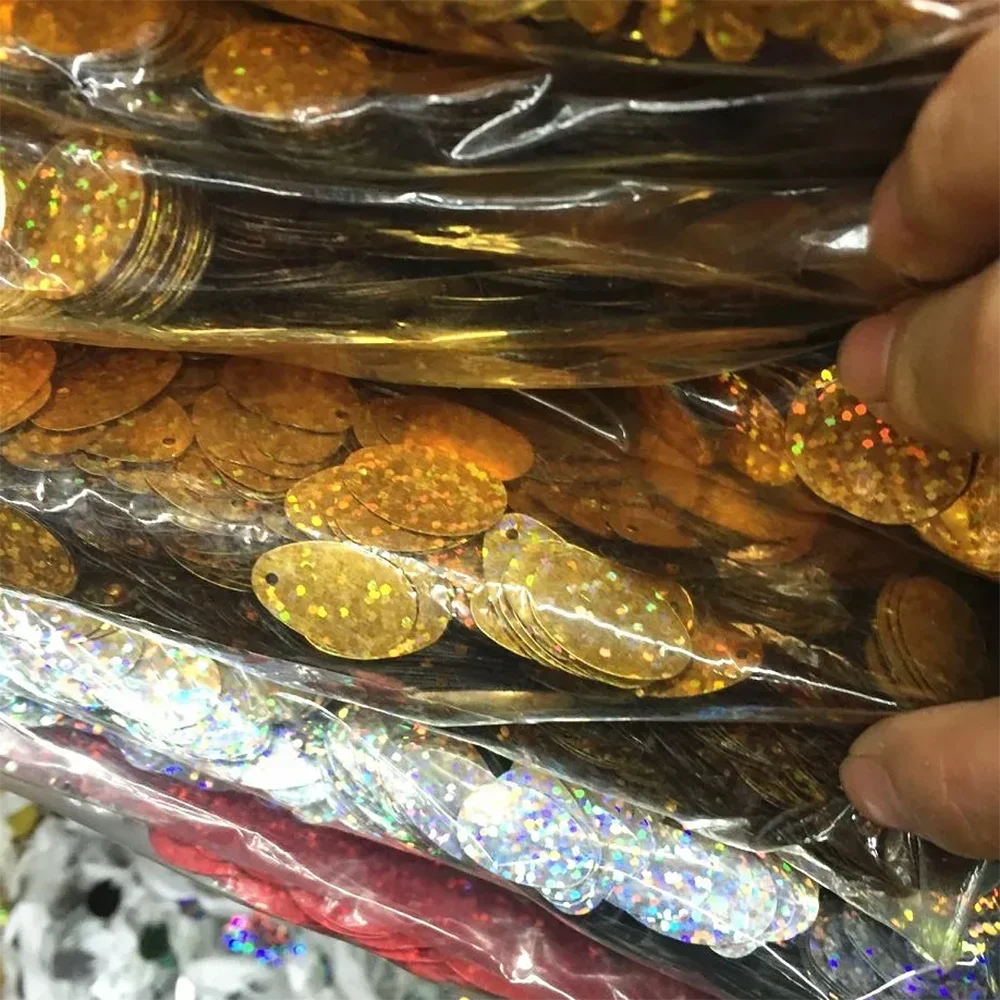 400pcs/lot 12*20mm Oval Egg Shape Sequins Flat PVC Crafts With Side Hole Belly Dance Garment DIY Accessories Laser Gold, Silver