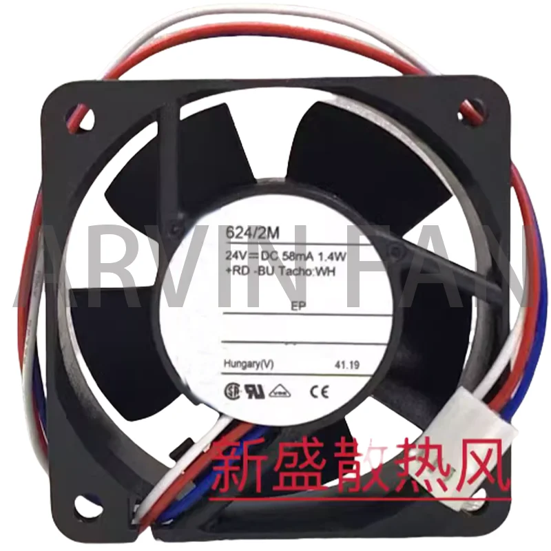 새로운 624/2M 6025 24V 1.4W 6CM 6025 3선 냉각 팬