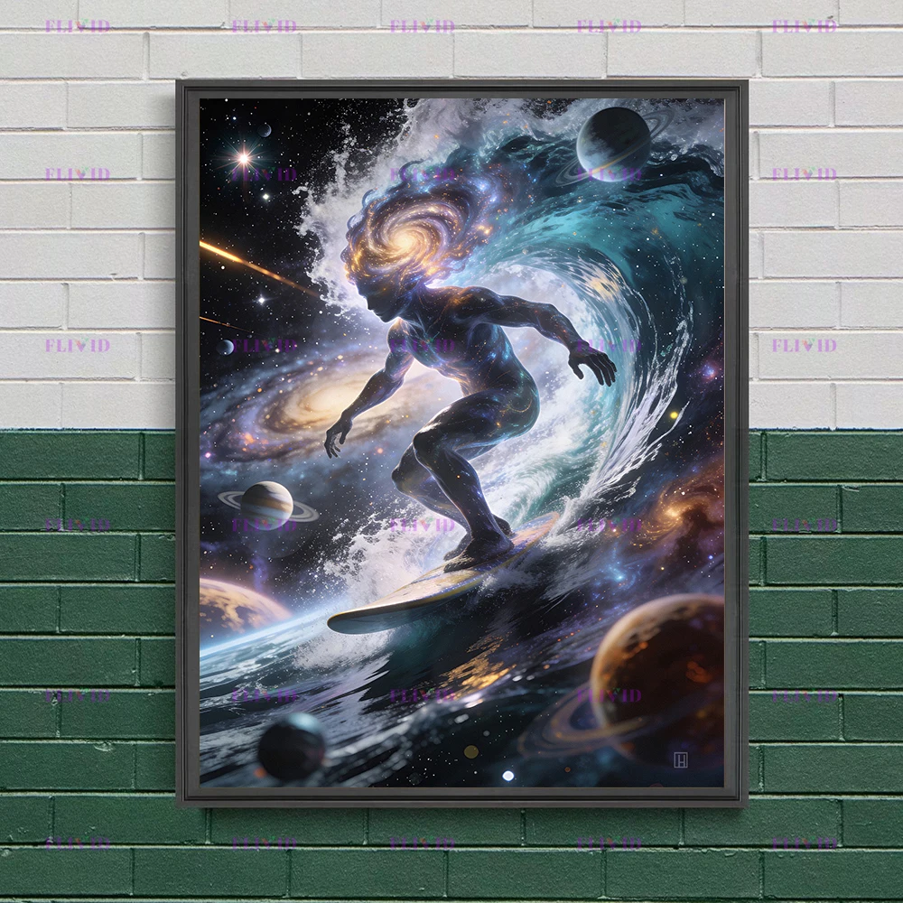 Cosmic Human Galaxy Canvas Print, Psychedelic Space Universe Wall Art Home Decor, Cosmic Spiritual Space Art Poster Print