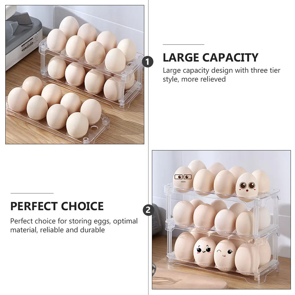 

1Pcs Three-Tier Egg Storage Box Stackable Refrigerator Fresh Keeping Box Kitchen Supplies Egg Storage Frame Fridge Organizer
