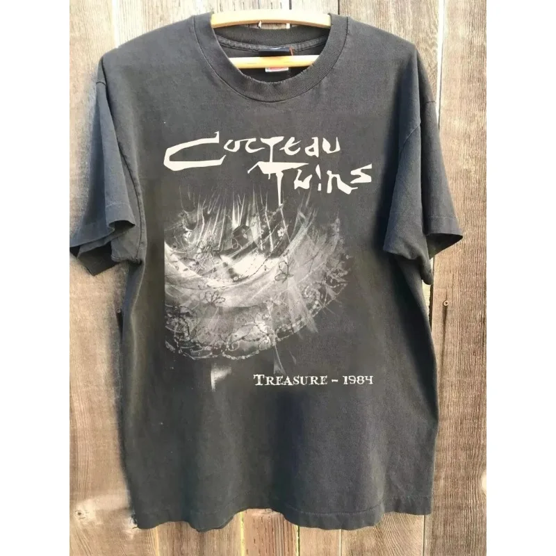 Casual, fashionable, loose and breathable, suitable for daily wear. Summer men's pure cotton vintage Cocteau Twins T-shirt