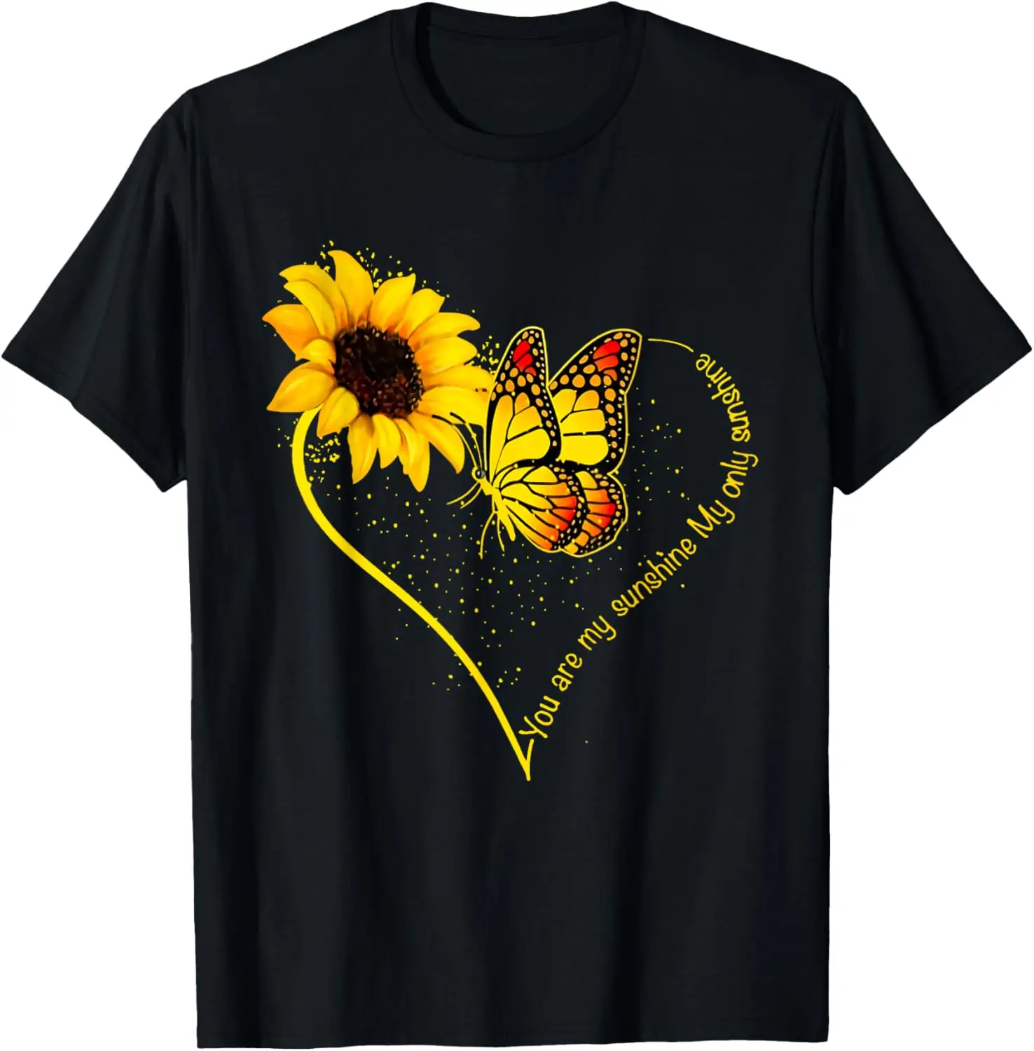 

Butterfly You Are My Only Sunshine Sunflower T-Shirt Small Summer Short-Sleeved Breathable Sweat-Wicking Versatile Fashion
