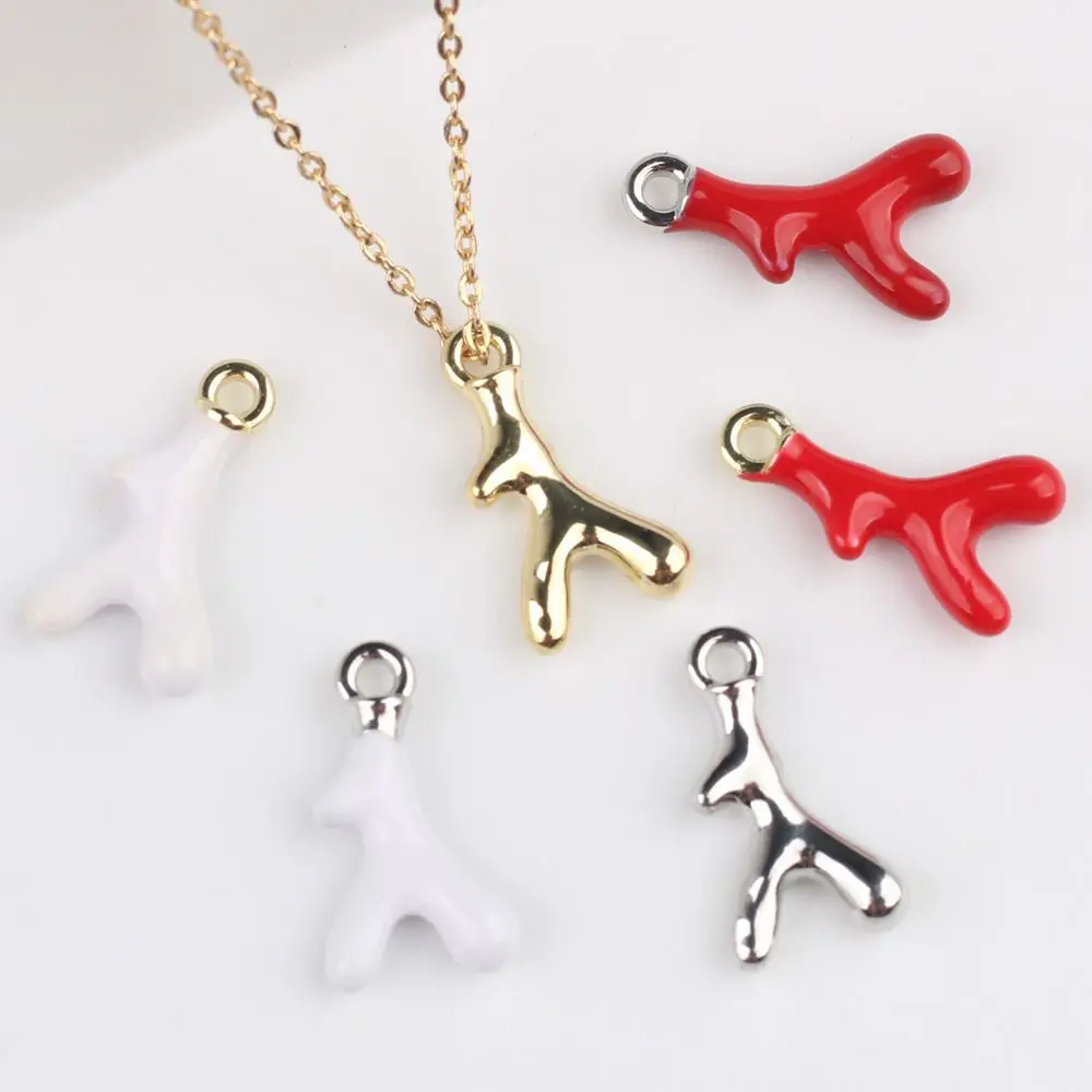 

10Pcs/lot Minimalist Alloy Coral Drip Paint Pendants DIY Jewelry Making Charms for Necklace Bracelet