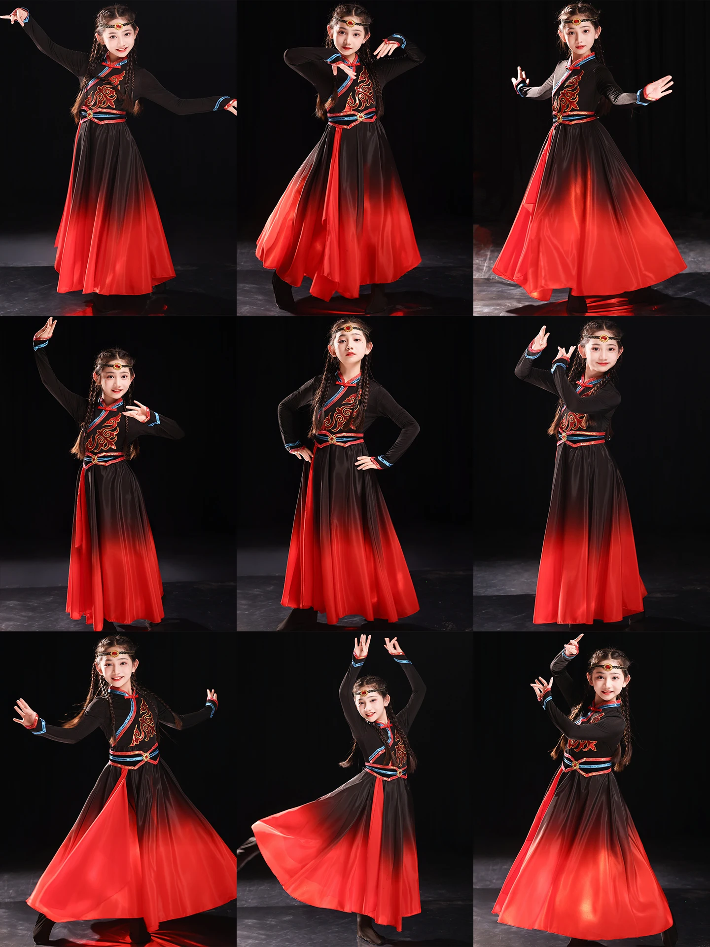 

Children's Ethnic Dance Performance Clothes Mongolian Girl's National Dance White Robe Inner Mongolia assland Skirt C...