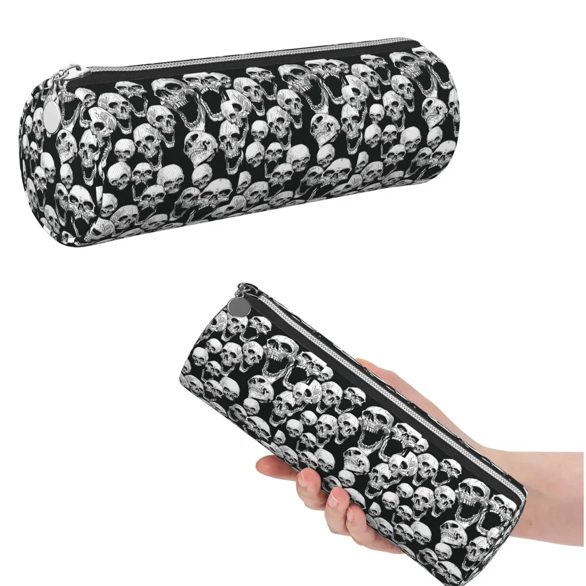 

Skull Bone Skeleton Grunge Skulls Pencil Case for Studen Gifts Cylinder Pen Box Pencil Bag Pencil Pouch