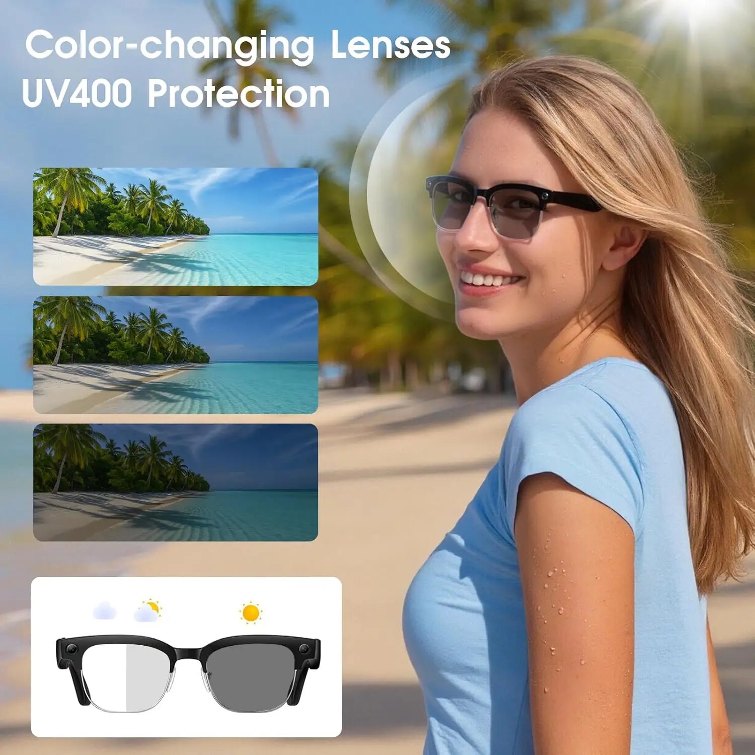 2026 New 4K HD 800W Camera Smart AI Glasses Video Photo Recognition AI Translation Chat GPT Hands-Free Calling Smart Sunglasses view 3