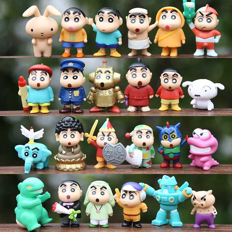 Set de 24 Figuras de Acción de Anime Crayon Shin Chan, Mini Figuras de Colección para Escritorio y Hogar