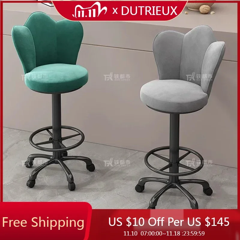 

Long Modern Bar Chairs Adjustable Design Luxury Swivel Accent Bar Stools Living Room Ergonomic Aesthetic Cadeira Home Furniture