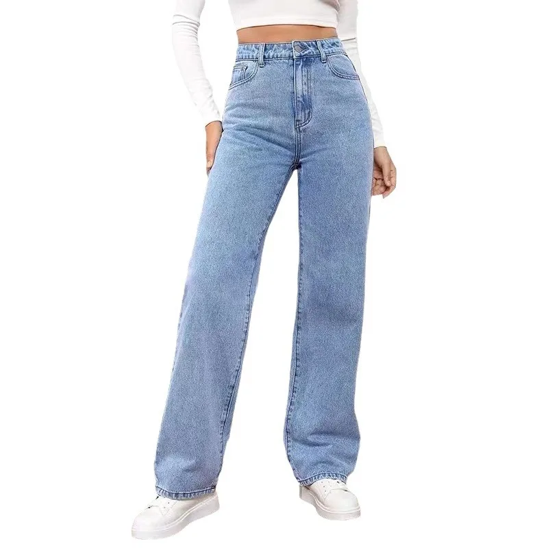 Waed Denim High Waist Straight Leg Jeans Faionable Long Pants for Women Spring 2024 Collection Ladies Premium Clothing