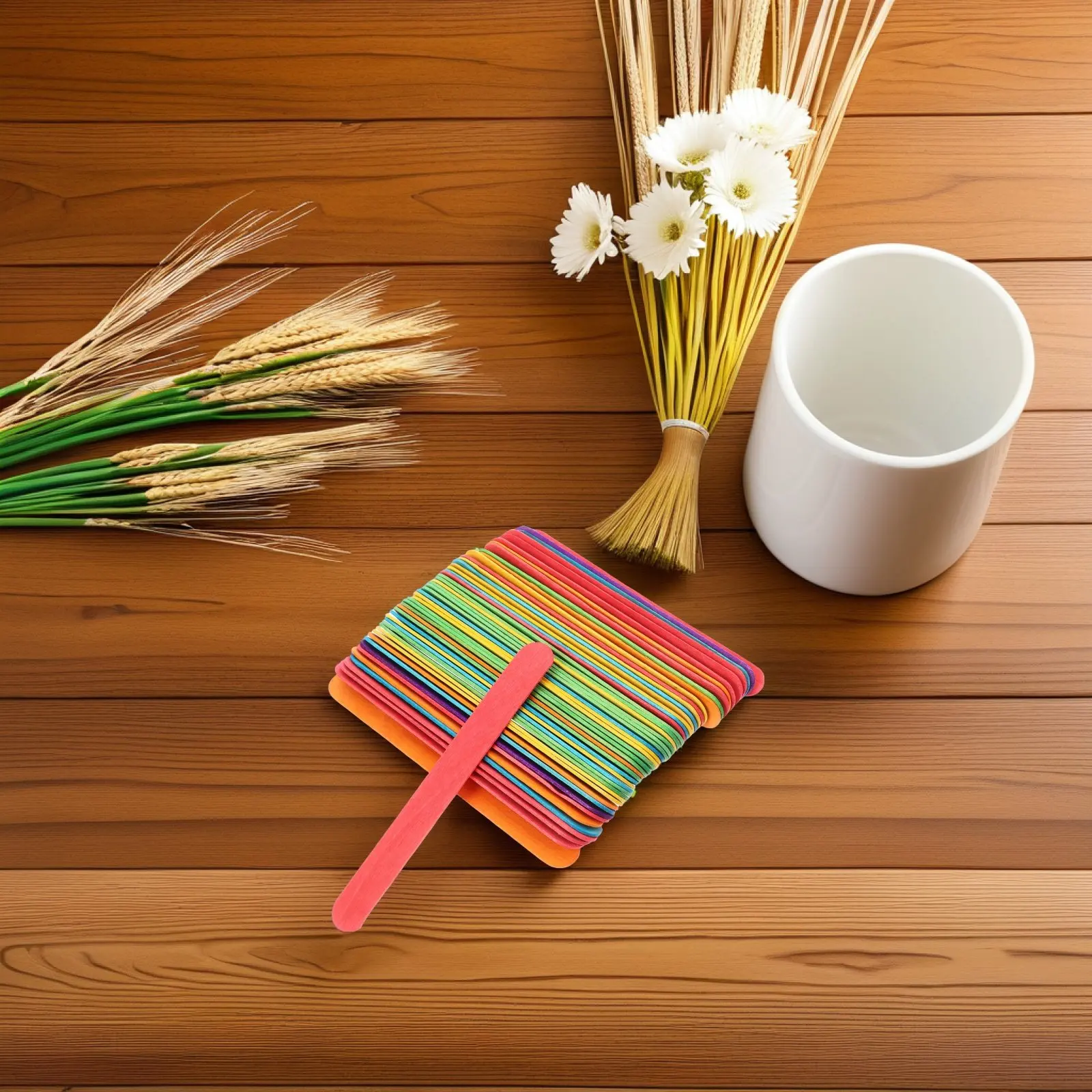 Art Craft Jumbo - 50Pcs Jumbo Colorful Wooden Craft Sticks