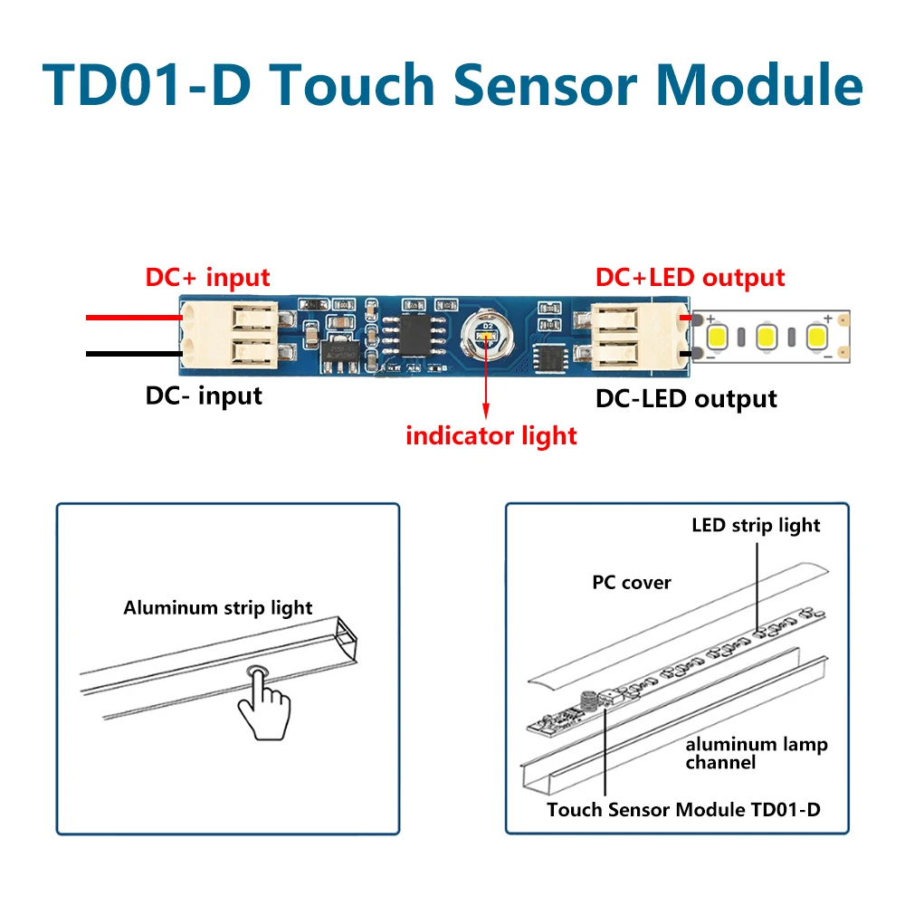 DC5V/12V/24V 4A LED Light Dimmer Capacitive Sensor Switch Power Supply Accessories