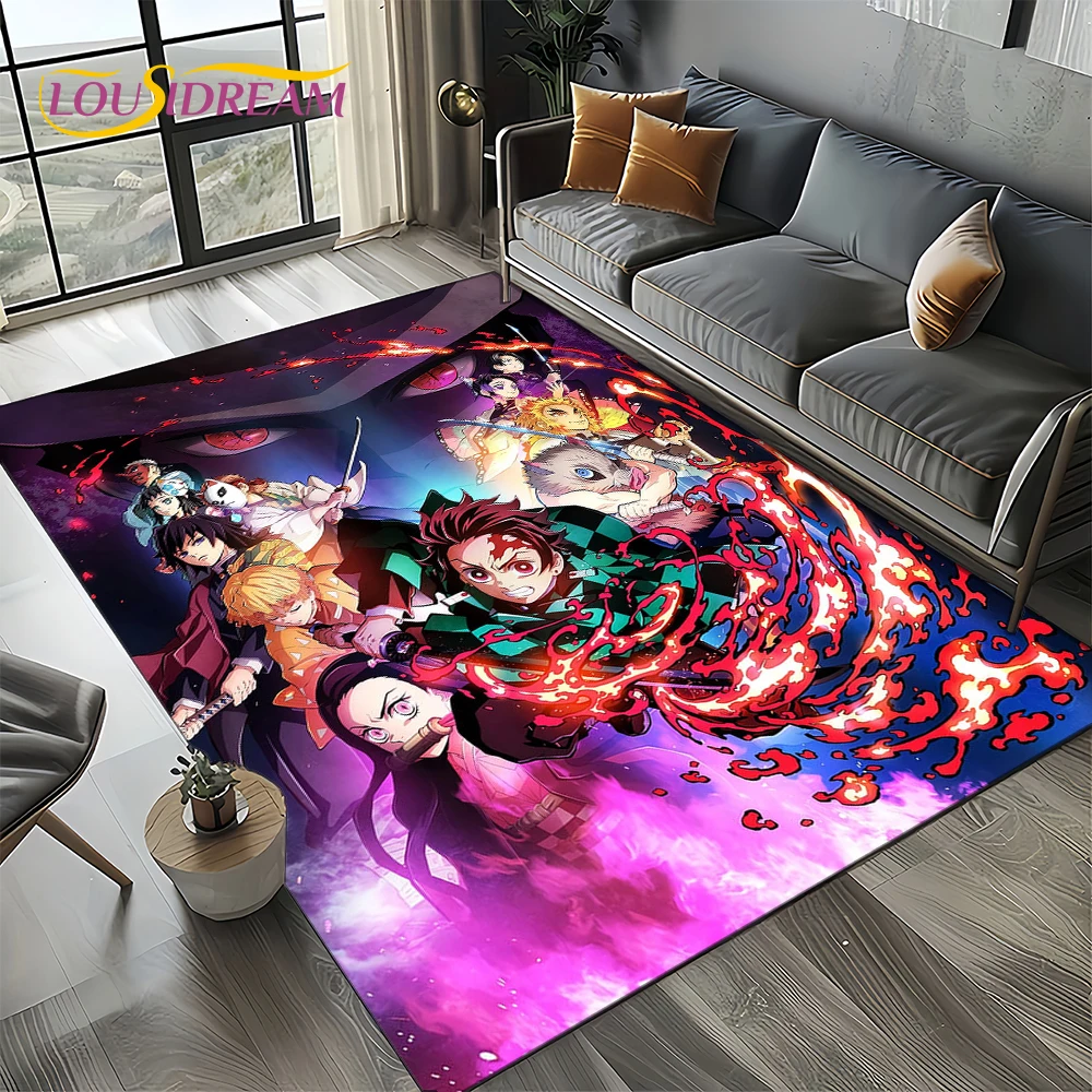 Cartoon Demon S-Slayer Anime Kamado Nezuko Tanjirou Carpet Rug for Living Room Bedroom Home Sofa Decoration,Non-slip Floor Mat