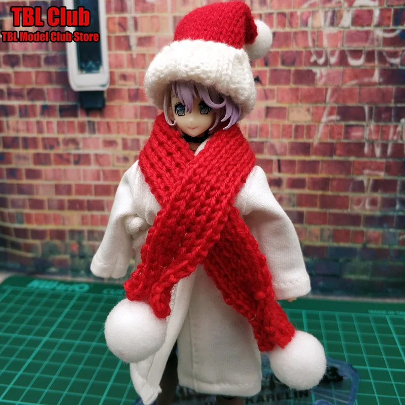 1/12 مقياس سنة جديدة سعيدة عيد الميلاد قبعة وشاح الإناث/الذكور الملابس التبعي ل فيجما shf 6 بوصة 7 بوصة الجندي عمل الشكل #1