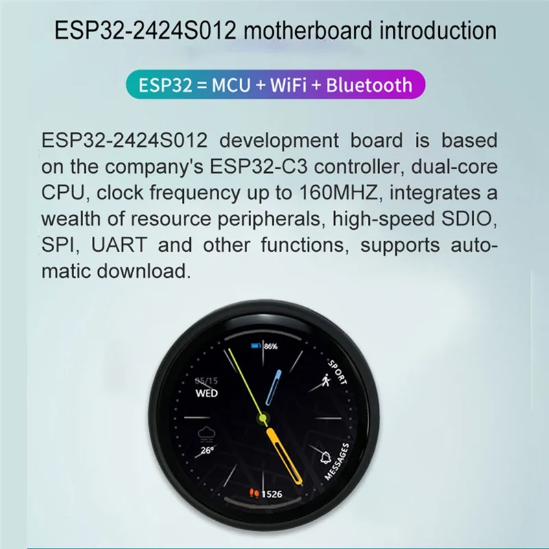 ESP32-C3 Development Board 1.28 Inch Round LCD Display Touch Screen with Wifi Bluetooth Module&A22K