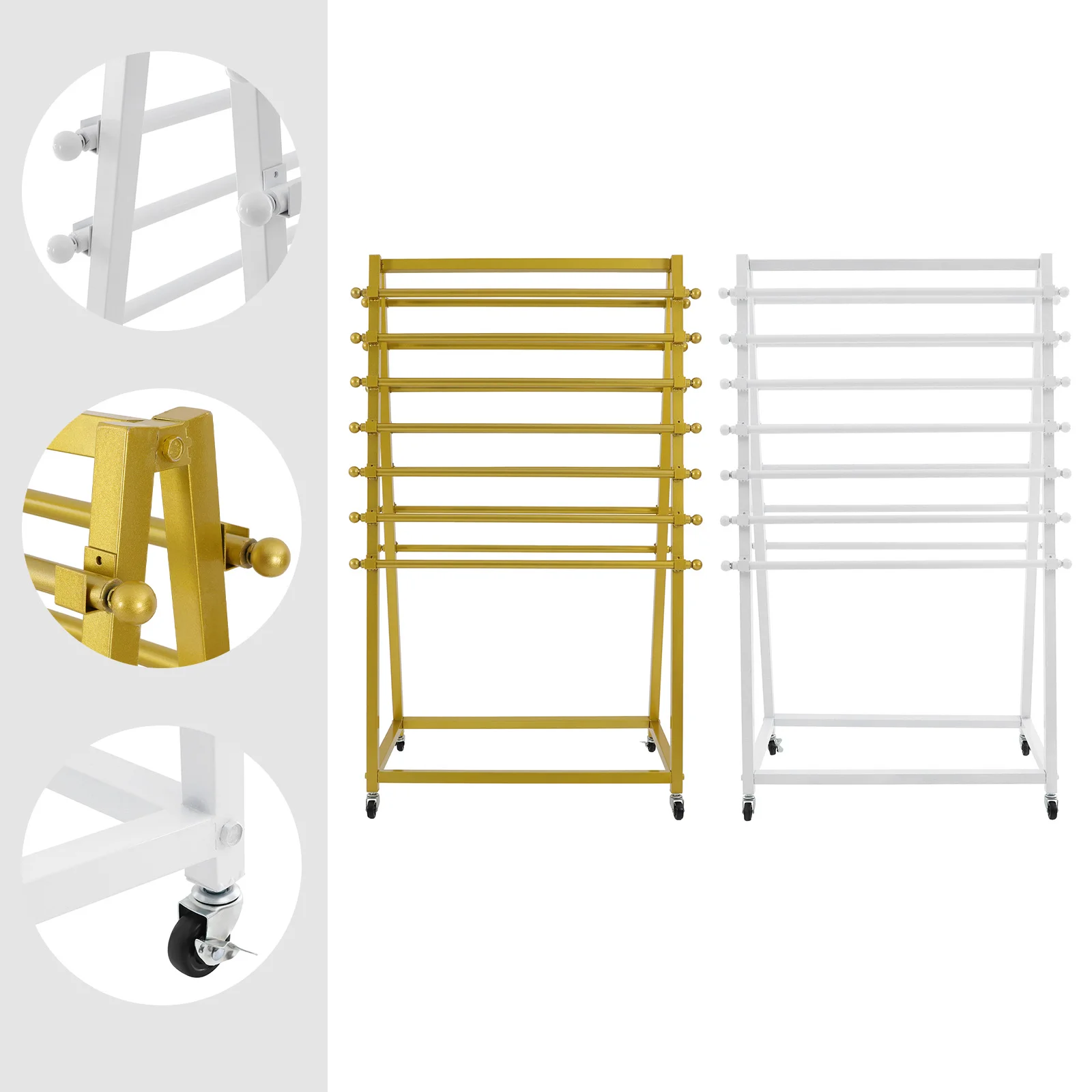 

15-уровневый стальной органайзер из ленты, белая/золотая двухсторонняя вешалка для шарфов, напольная 70*40*120 см для дома, ремесленной комнаты