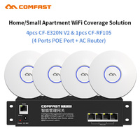 comfast Hotel Home Wifi Cover Seamless Wi fi Manage System 4pc 300Mbps Indoor Access Point AP + 1 RF105 4Port Poe AC Router