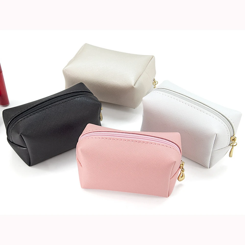 Solid Color Fashion Cute Travel Makeup Bag Cosmetic Pouch for Teens Girls Women Toiletry Storage Organizer