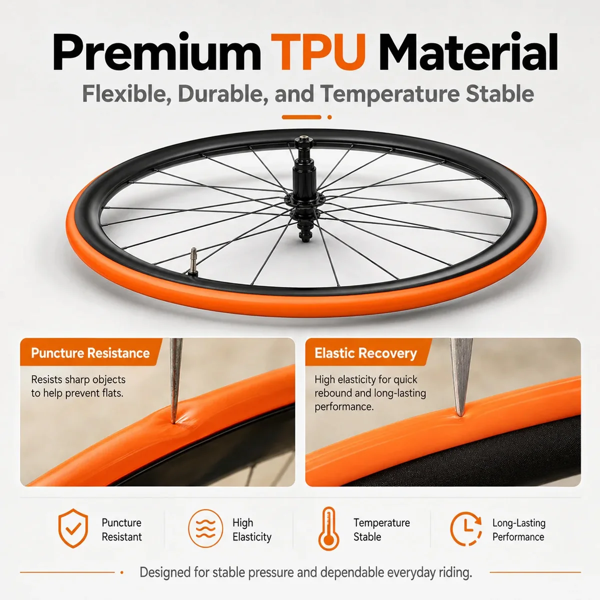 Mountainbike-Reifenschlauch FV45MM 24''26''27.5''29'' TPU Fahrradschlauch für Radfahren Ersatz Reifenpannenschutz Reparaturzubehör – Detail 2