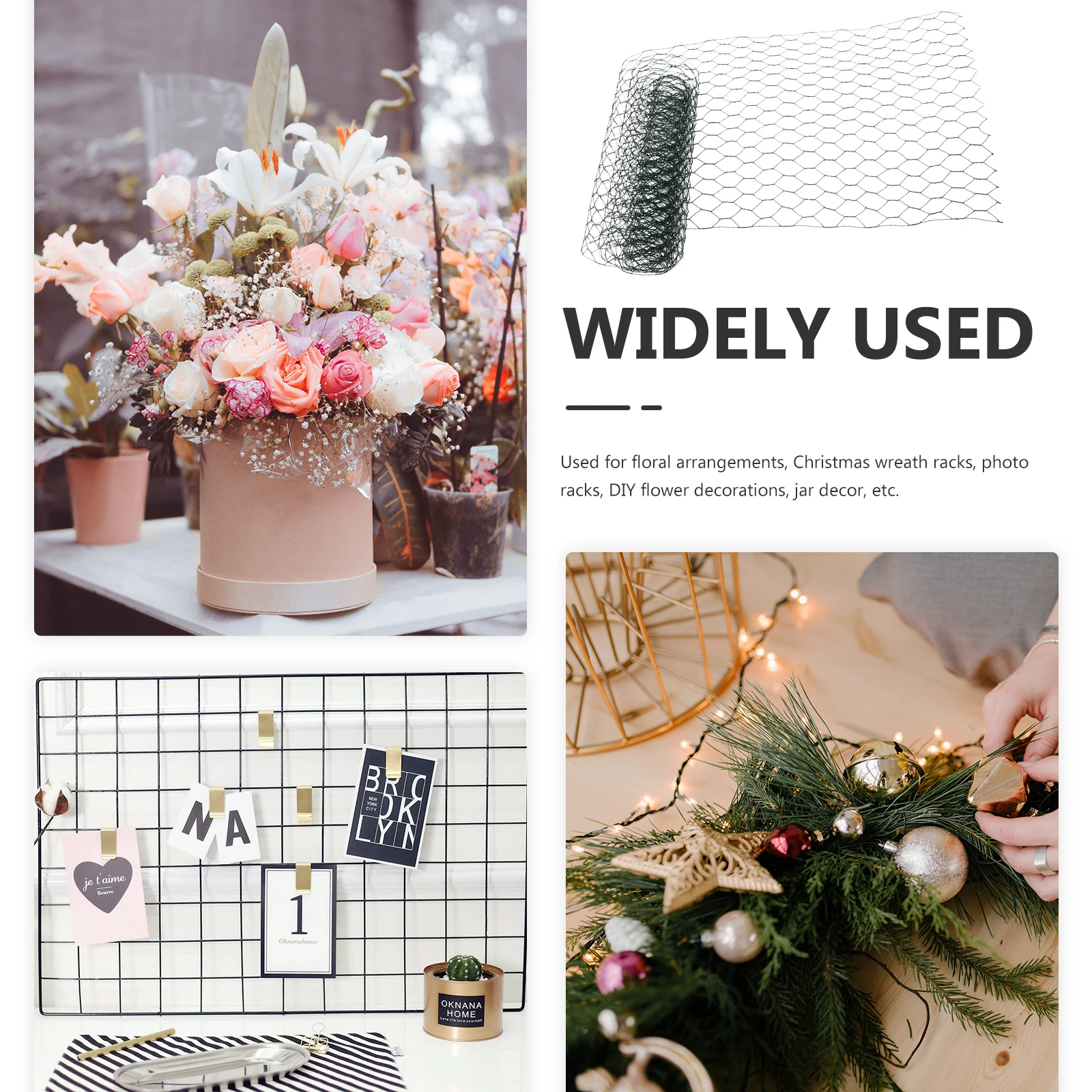 

2 Rolls Flower Arrangement Netting Sturdy Iron Chicken Wire Mesh for Floral Supplies DIY Crafts Christmas Garland Rack