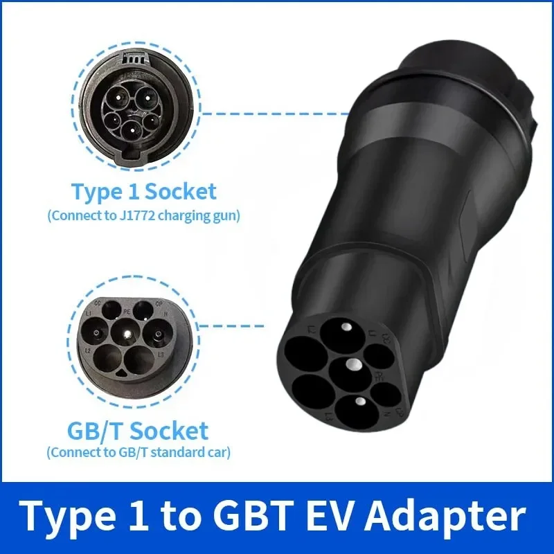 Teschev Type 1 to GBT EV Charging Adaptor Type1 to GBT Adaptor 32A SAE J1772 to GBT EV Charger Adaptor