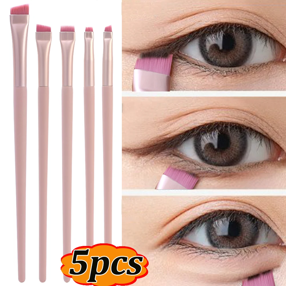 5 pezzi pennello per Eyeliner piatto angolato setole morbide sotto gli occhi pennelli per sopracciglia aggiornamento pennello per trucco ultrasottile strumenti precisi per i dettagli