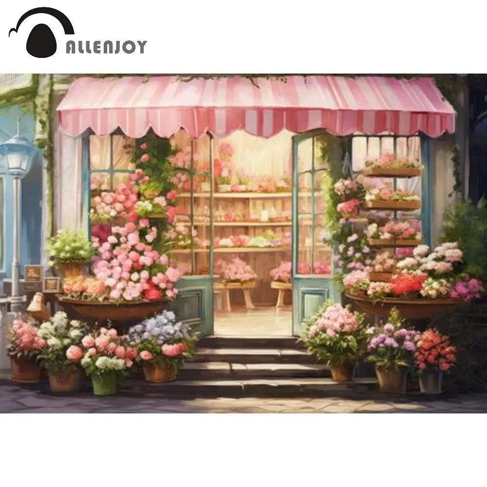 

Allenjoy Spring Florist Flower Plant Shop Painting Photography Backdrop Portrait Photoshoot Background