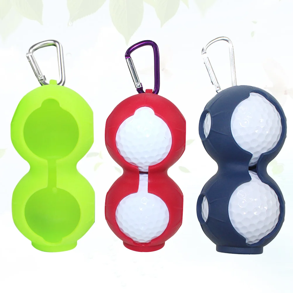 

3Pcs Golf Ball Accessories Silicone Case Portable Holder Easy to Clean Non-Stick Texture Resistant to Fall Keychain Red Blue