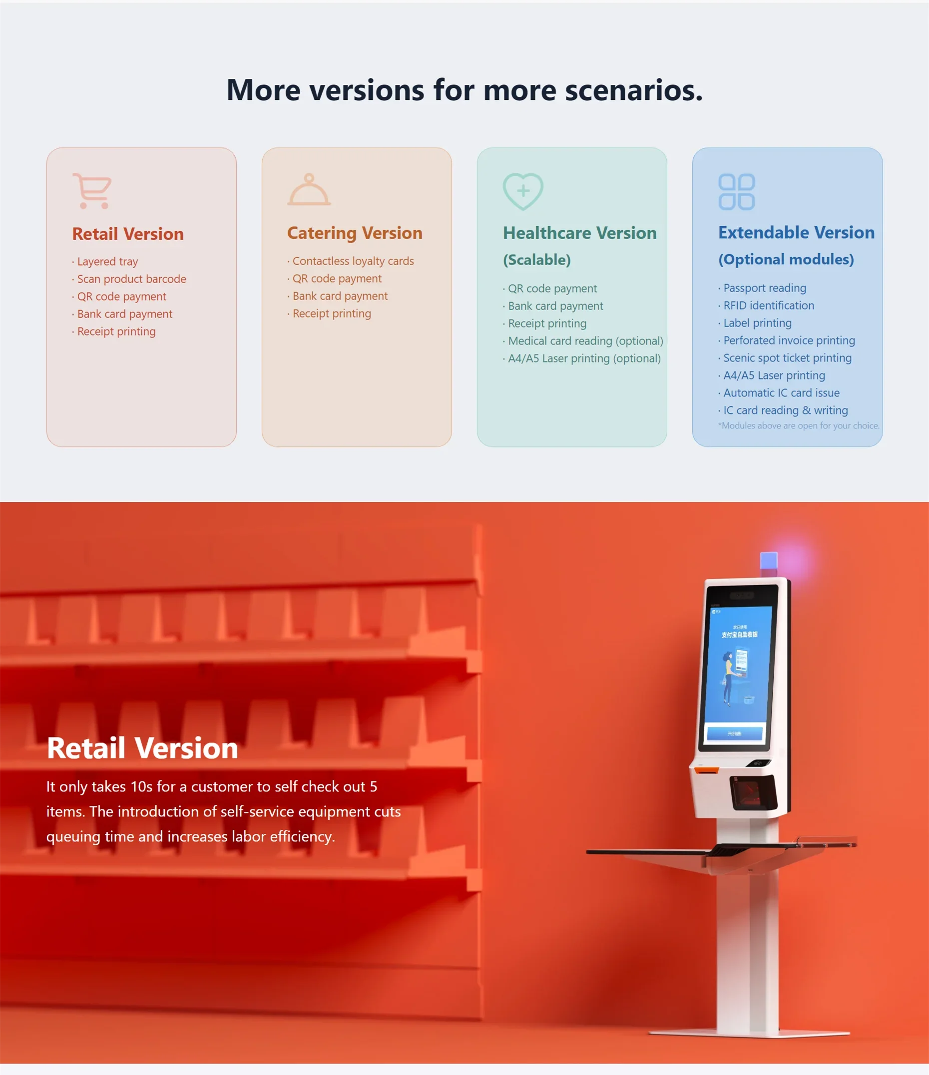 K2 Standing Multi Touch Screen Self Ordering Kiosk Pos Printer Floor Standing Self Service Payment Kiosk For Supermarket