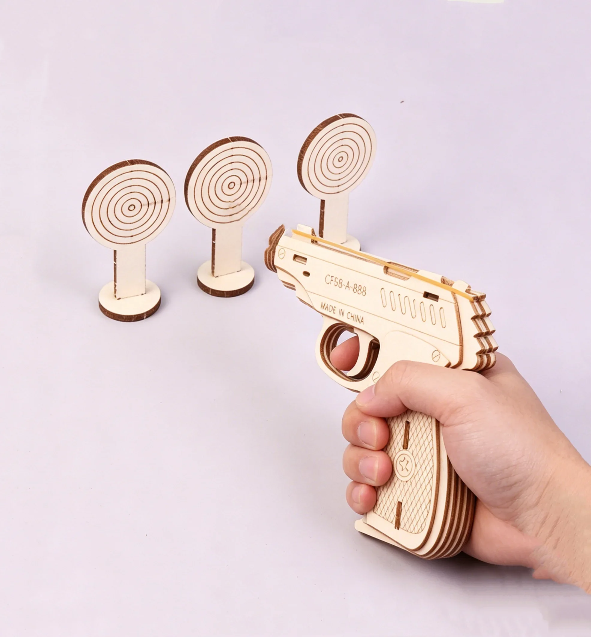 Fun STEM DIY Wooden Rubber Band Gun Model Outdoor Puzzle Toy Kit Handmade Craft Physics Science Exp تجارب فيزياء Gift for Adults