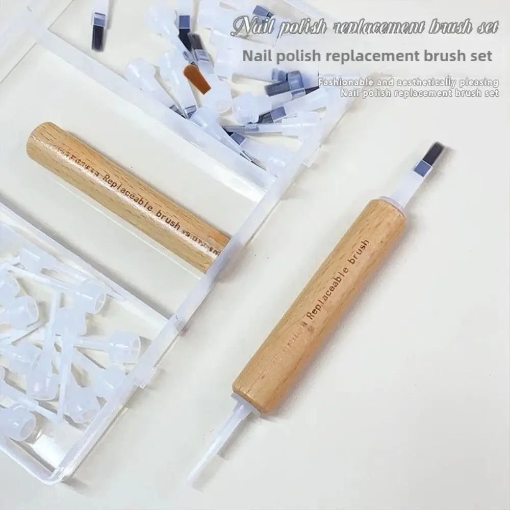 

40/60 Pcs Soft Nail Polish Brush with Double Head Pen Five Style Can Replacement Head Brush Multifunction Portable