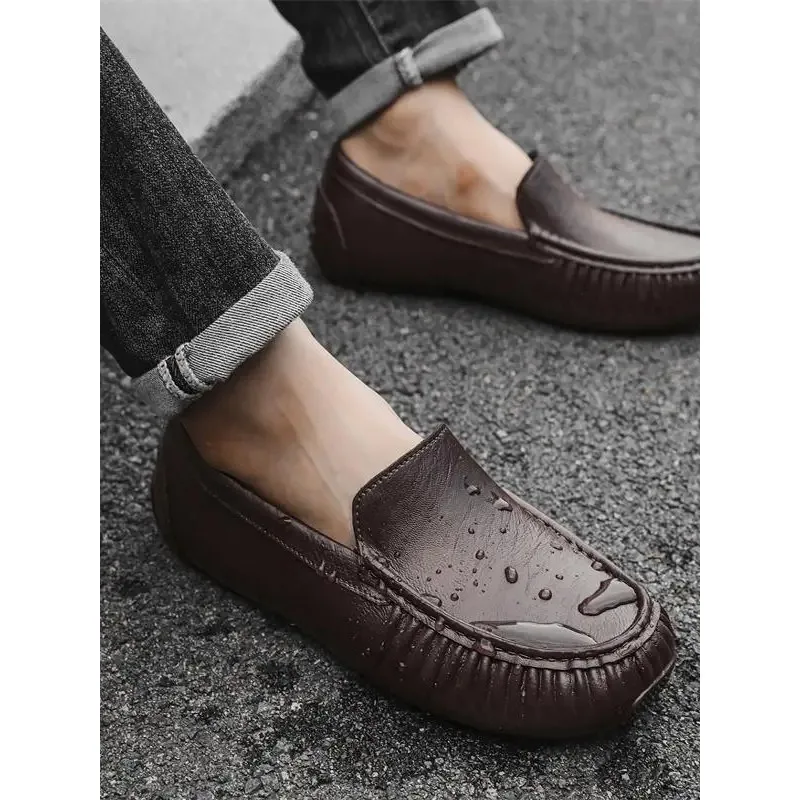 

Faionable Men's Waterproof Rain Boots Outdoor Comfortable Soft Bot Rubber oes Kitchen Work Boots Leather Simulation oes