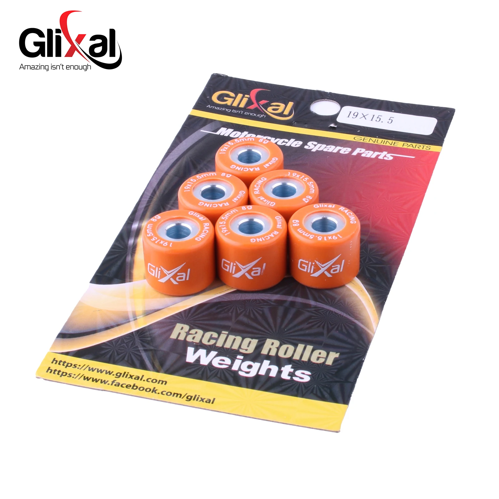 Glixal 19x15.5mm Racing CVT Variator Roller Weights Set for Aprilia Derbi Gilera Peugeot Piaggio Vespa 50cc Scooter