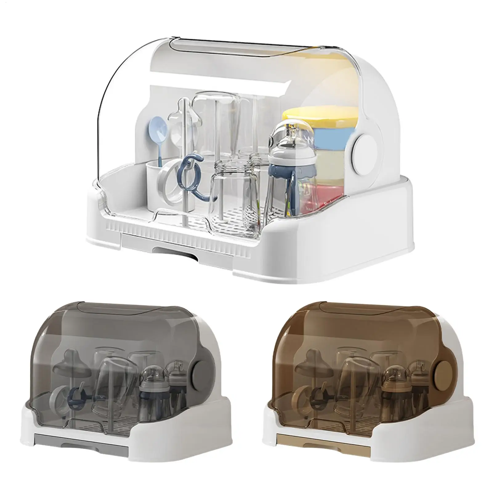 

Baby Bottle Drying Rack With Removable Drip Tray Dustproof Bottle Storage Dust-proof Portable Baby Bottle Box Keep Clean