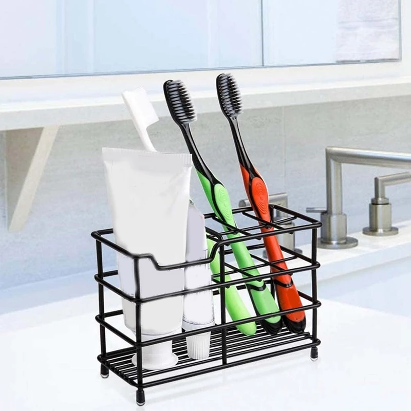 Stainless Steel Toothbrush Holder For Bathroom, Stainless Steel Bathrooms Slot Black Toothbrush Holder