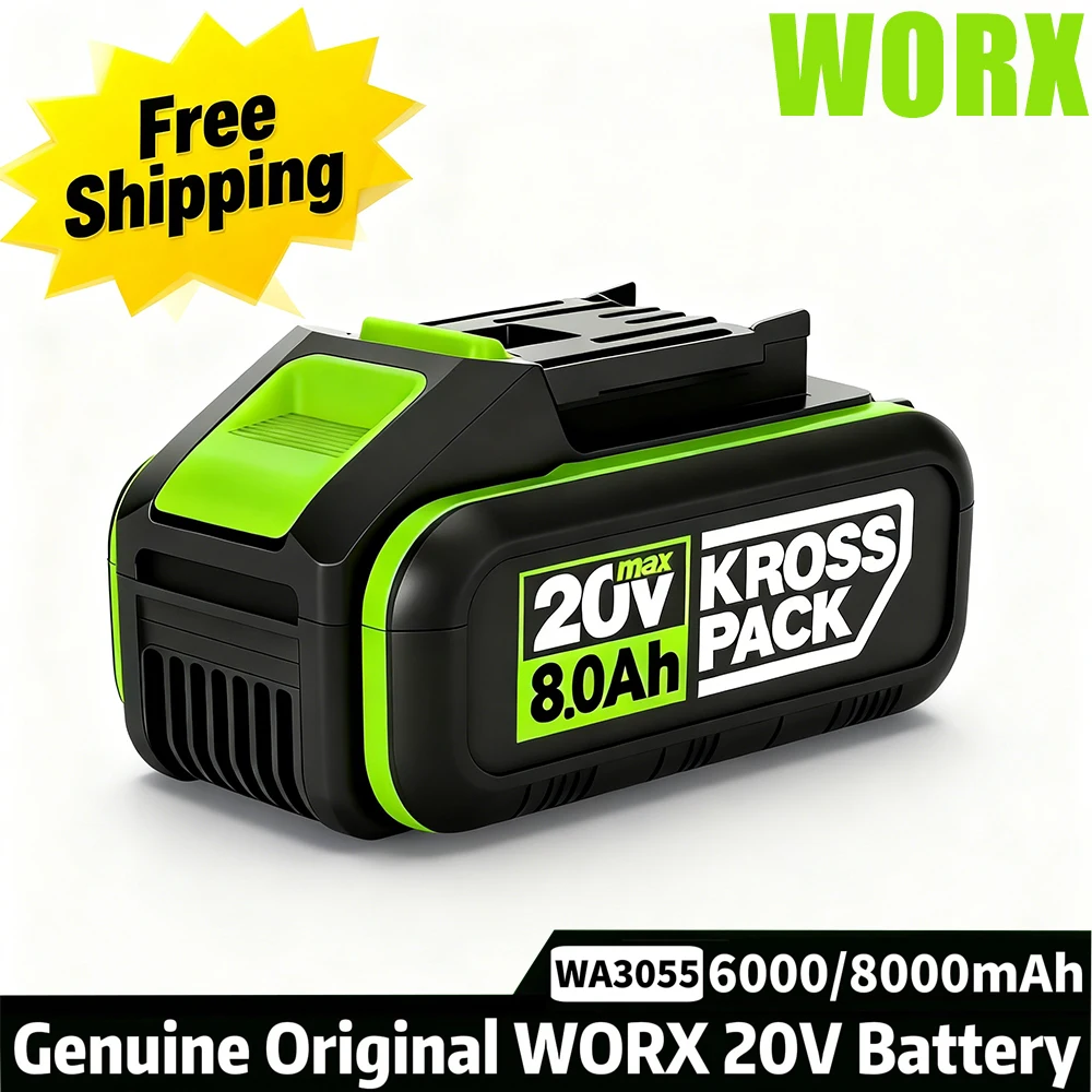 

20V 6.0Ah/8.0Ah Replacement Battery, Fit WORX Series Power Tools，with LED Indicator, Compatible with WA3016 WA3023 WA3054 WA3027