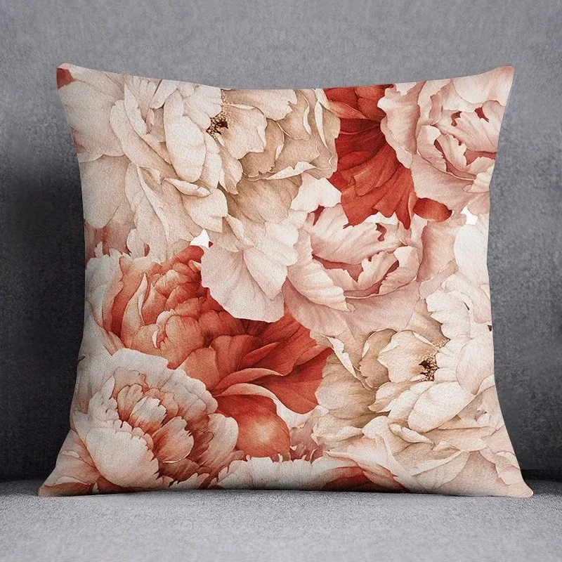 

Elegant Peacock Floral Pillow Cover 2D Flat Printed Peach Skin Throw Cushion Case for Sofa Living Room Home Decor 45x45cm