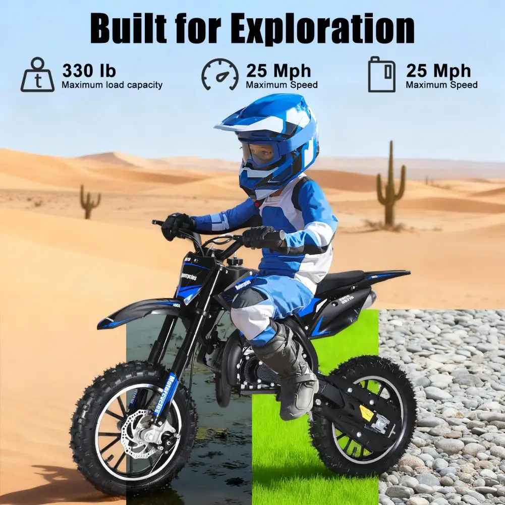 Kids Dirt Bike, 49CC 2-Stroke Gas Powered Motorcycle With Off-Rode Tire, 1.25KW Power Shock Absorption Mini Off-road Motorcycle