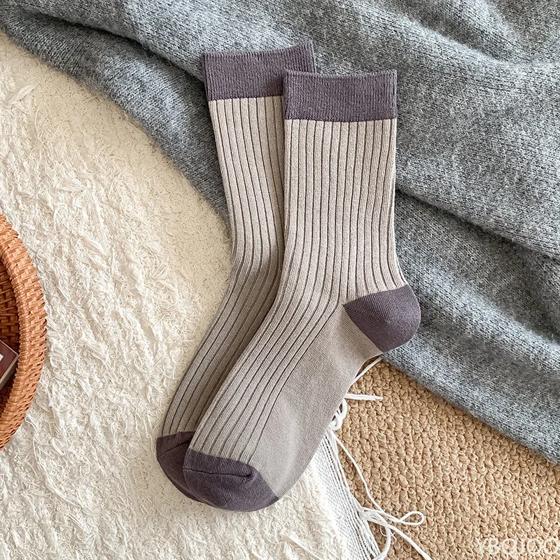 5 pairs men's pure cotton socks mid length socks spring autumn thick anti odor socks men's sweat absorbing mid length socks