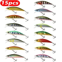 15 Uds. Señuelos de pesca de pececillo que se hunden Jerkbait Bass Pike Carkbait Wobblers Swimbait cebo duro profesional