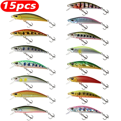 Imagen 1 del producto 15 Uds. Señuelos de pesca de pececillo que se hunden Jerkbait Bass Pike Carkbait Wobblers Swimbait cebo duro profesional