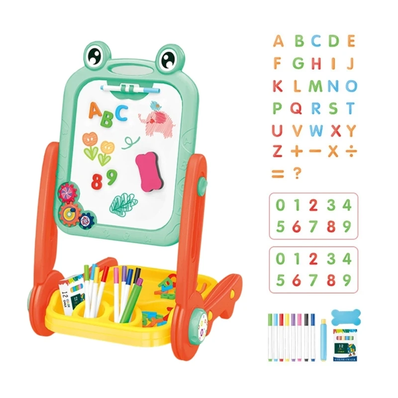 Interaktywna tablica magnetyczna Dwustronne powierzchnie kasowalne Kształt żaby Stabilny stojak Art Edukacyjna zabawka dla 15UB