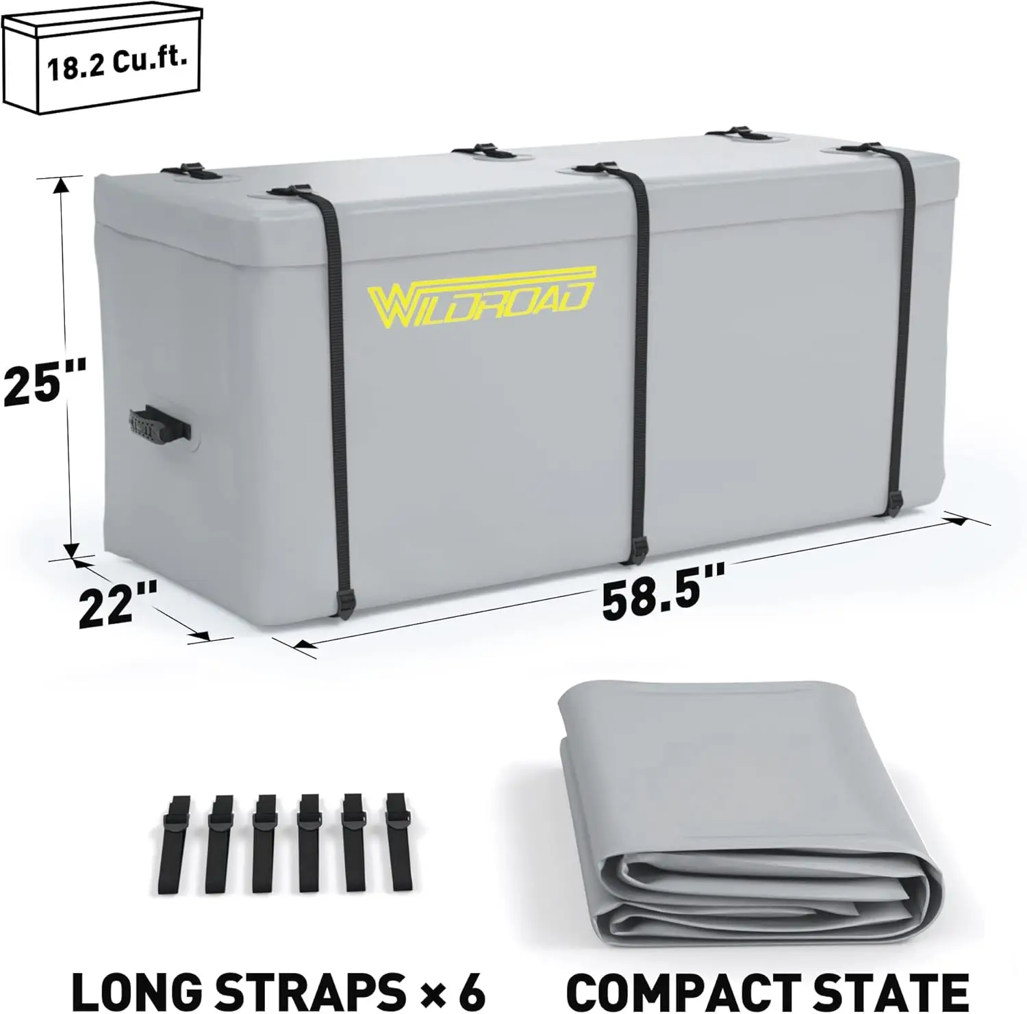 Cesta combinada 60 "x 24" x 6 "500 LBS dobrável engate de reboque transportadora de carga se encaixa receptor de 2 "com saco de carga de 18,2 pés cúbicos, engate S