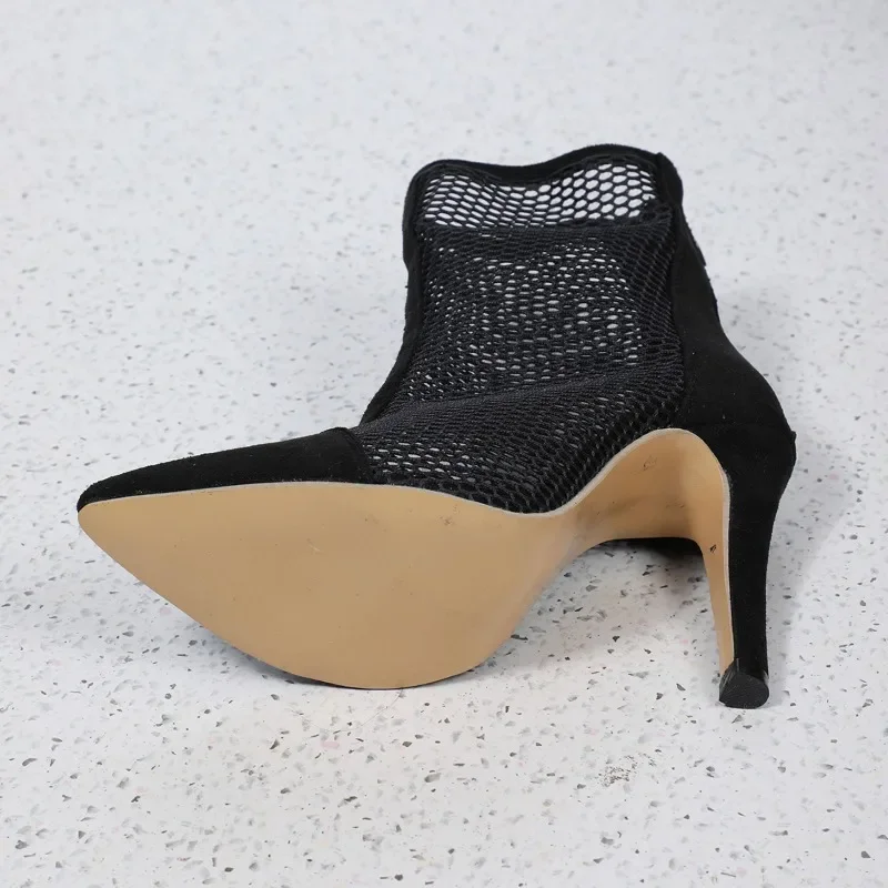 Chaussures à talons aiguilles en maille respirante pour femmes, sandales à talons aiguilles pour femmes, extérieur, mode décontractée, style romain Baotou, sexy, été