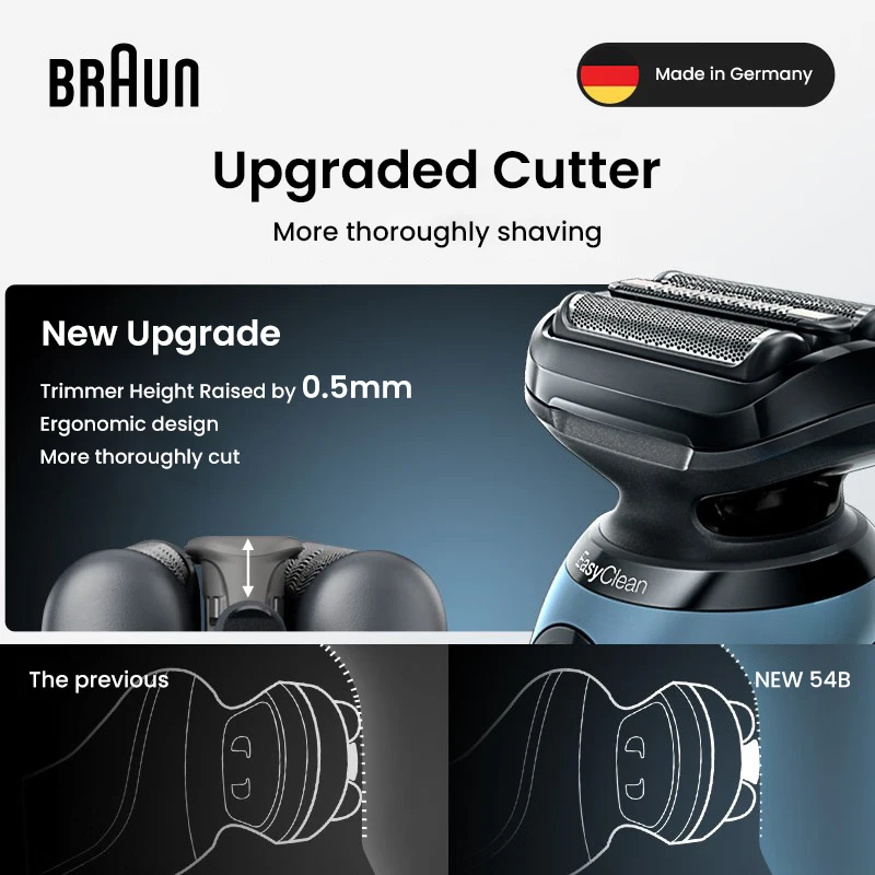 Braun Series 5 เครื่องโกนหนวดไฟฟ้าหัวเปลี่ยนได้อย่างง่ายดายแนบหัวใช้งานร่วมกับสําหรับเครื่องโกนหนวด Series 5/6 รุ่นใหม่ 54B