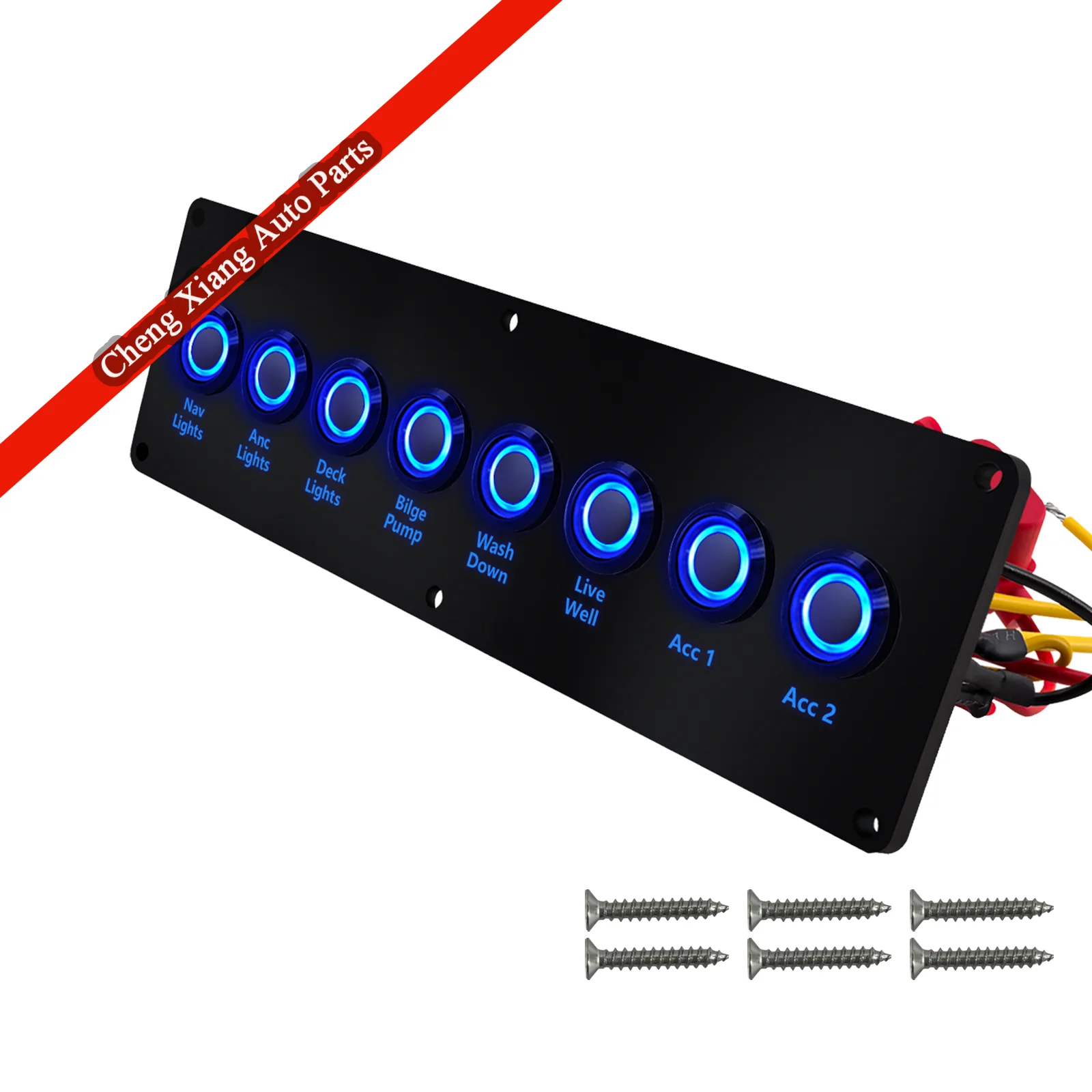 8-Gang Switch Panel Customizable For Boat / UTV / ATV Power Distribution Panel Box