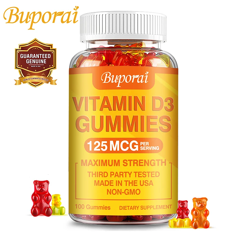 Vitamin D3 Gummies - Calcium Absorption, Strengthen Bones, Promotes Joint Mobility, Support Immune System Function, Non-GMO