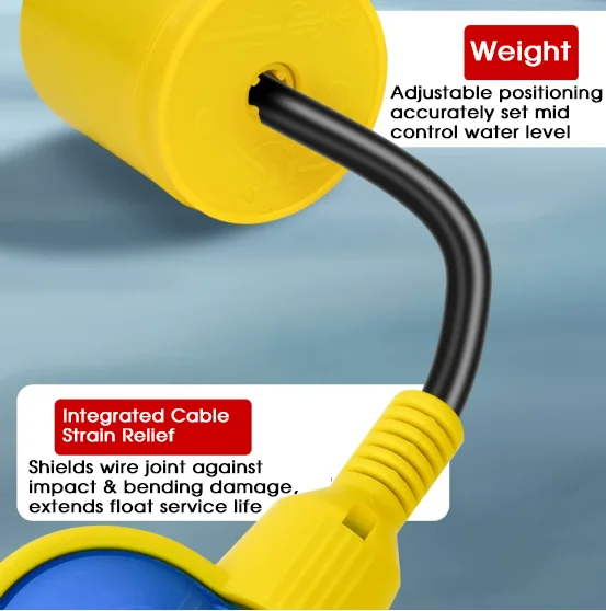 Kabelloser Schwimmerschalter Wasserstandssensor und Flüssigkeitspegelregler mit Gegengewicht für automatische Befüllung oder Entleerung von Wassertanks und Pumpen – Detail 5